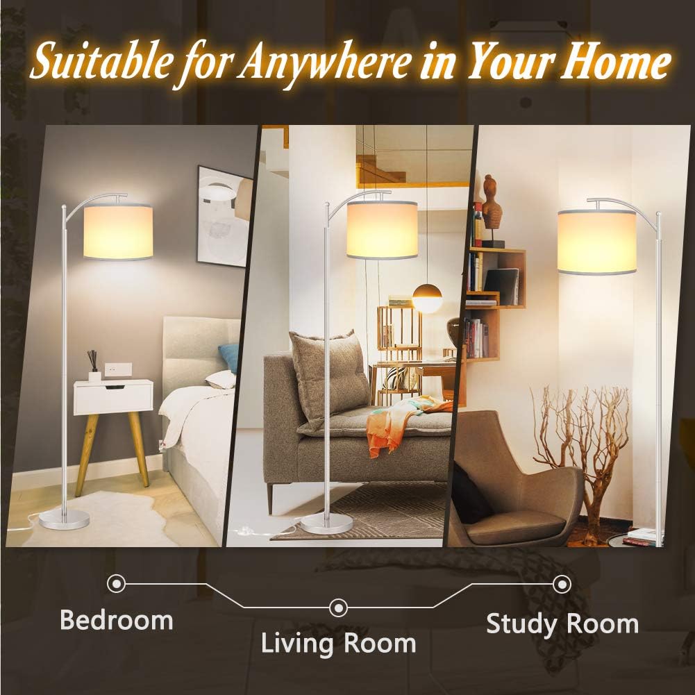 Floor Lamp for Living Room with 3 Color Temperatures LED Bulb, Standing Lamp Tall Industrial Floor Lamp Reading for Bedroom, Office (9W…