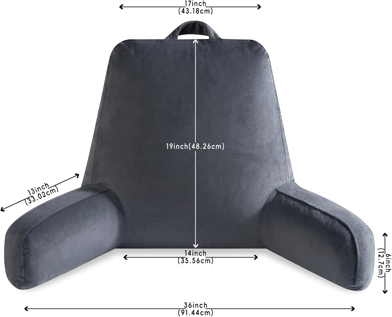 OAISZ Reading Pillow for Sitting in Bed Adult, Reading Pillow with Shredded Memory Foam (Grey, X-Large)
