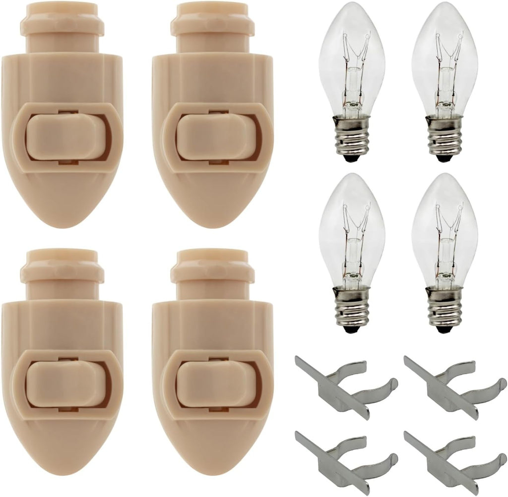 Creative Hobbies Plug in Night Light Module Includes 4 Bulbs and 4 Metal Clips, Great for Making Your Own Decorative Night Lights, Pack…