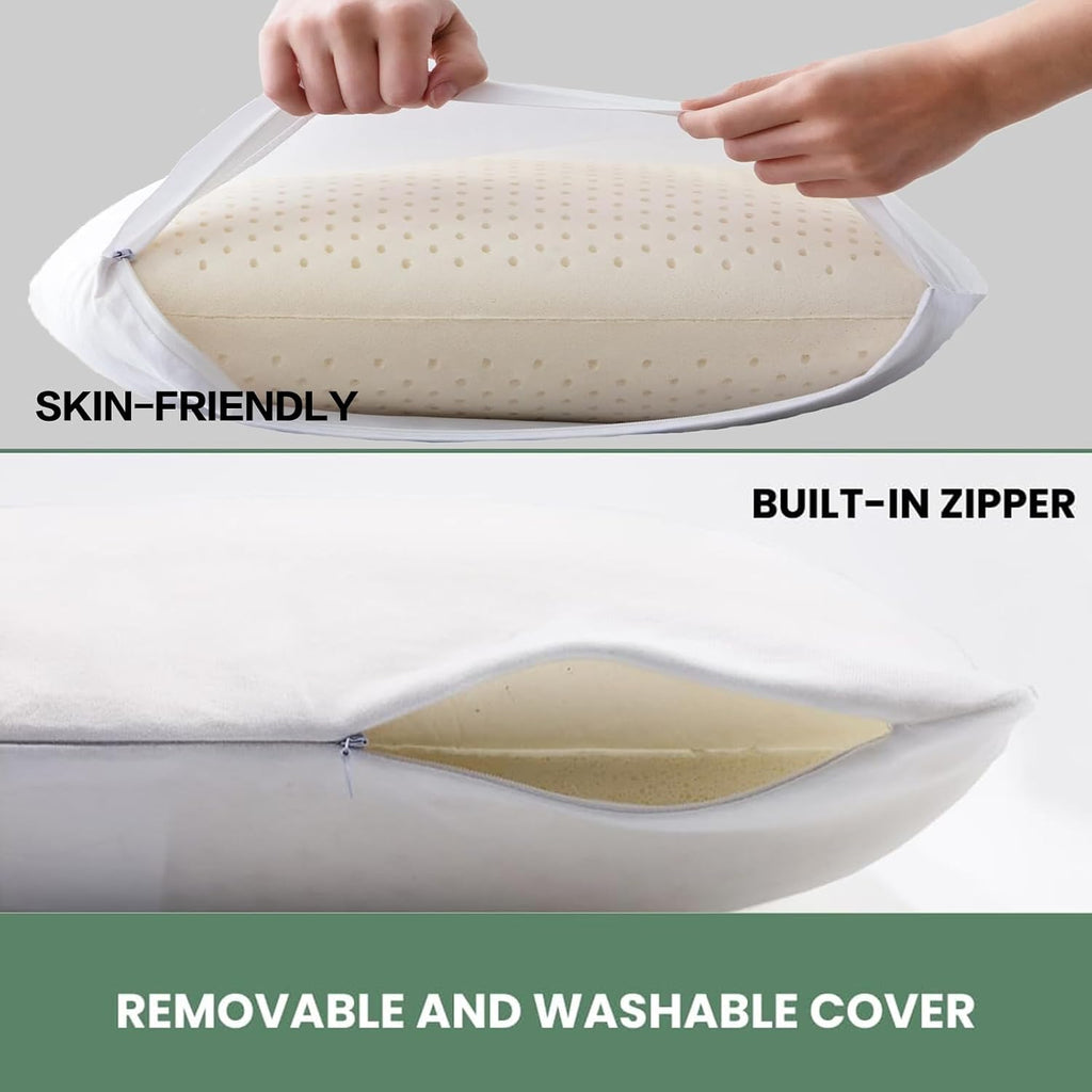 Talalay 100% Natural Premium Latex Pillow, Bed Pillow for Sleeping with Removable Cotton Cover, Helps Relieve Pressure, Breathable…