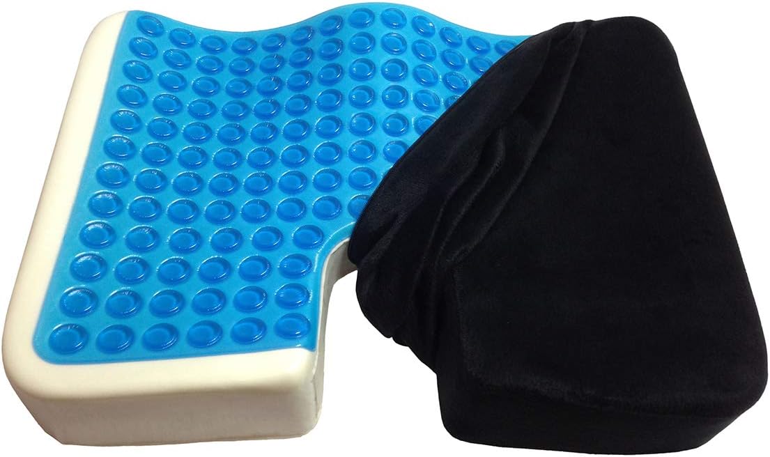 Kieba Coccyx Seat Cushion, Gel Memory Foam Large Orthopedic Tailbone Pillow for Sciatica, Back, and Tailbone Pain (Black) 1 Count Black