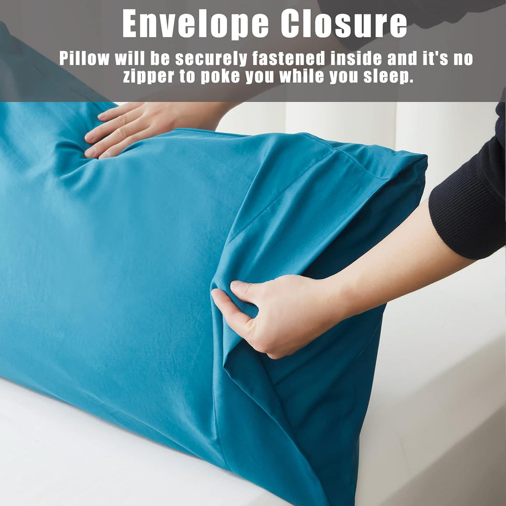 TELUS Blue Pillow Cases King Size 2 Pack, Bamboo Rayon Cooling Pillowcases with Envelope Closure, Cool Breathable Pillow Cover for Hot…