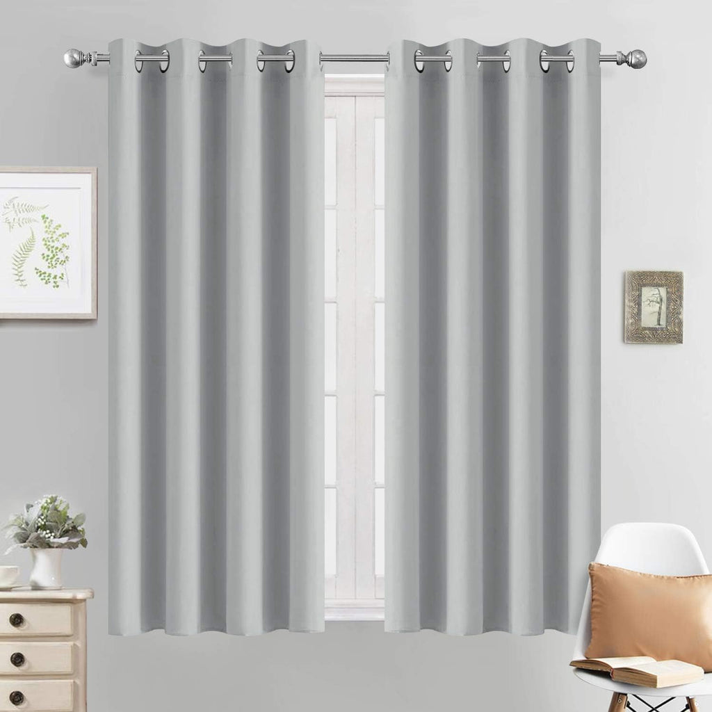 Yakamok Room Darkening Window Drapes Thermal Insulated Light Blocking Grommet Blackout Curtains for Bedroom(52Wx54L, Light Grey,2 Panels)