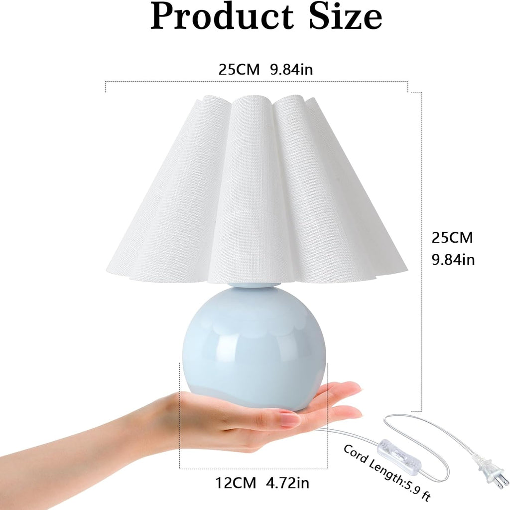 Light Blue Small Bedside Mini Table Lamp for Bedroom, Cute Bedroom Lamps for Nightstand, Cute Mini Table Lamps for Small Spaces with…