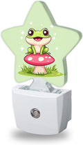 Cute Frog Night Lights Plug Into Wall, Red Mushroom Dusk to Dawn Light Sensor Night Light for Kids, Energy Efficient Sleep Friendly Lamp…