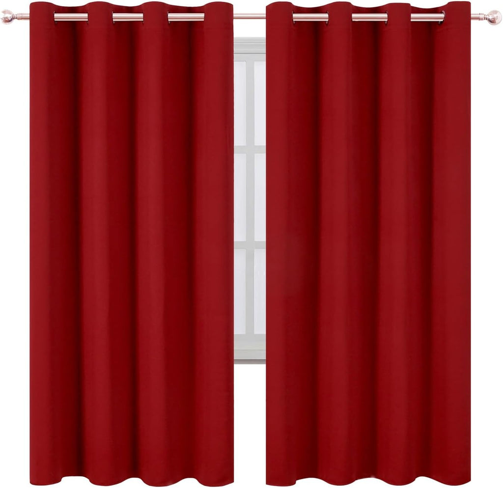 Lemomo Blackout Curtains 66 x 72 Inch Long Red Curtains Set of 2 Panels Room Darkening Curtains for Bedroom and Living Room 72 Inch Red
