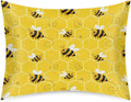 Satin Pillowcase for Hair and Skin, Standard Size Yellow Honeycomb Bee Pattern Decorative Pillow Sham with Envelope Closure Pillow Cover…