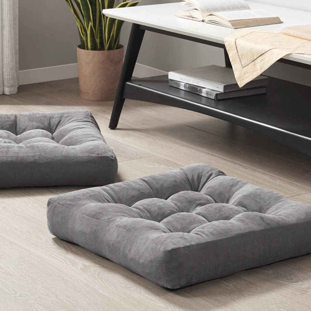 Meditation Floor Pillow Set of 2, Square Large Pillows Seating for Adults, Tufted Corduroy Cushion for Reading Nook, Classroom and Living…