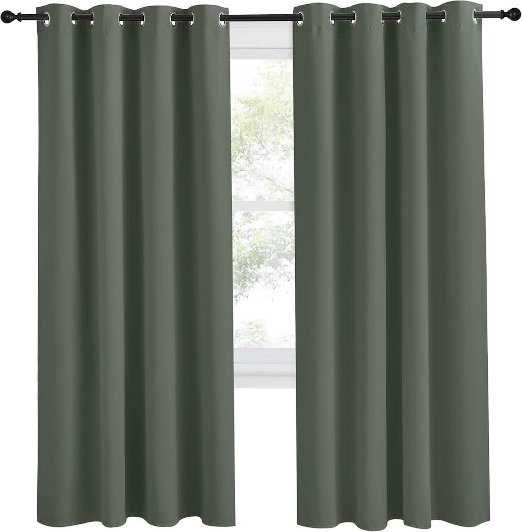 NICETOWN Blackout Curtain for Living Room 78 inch Long, 1 Panel, Dark Mallard, W55 x L78, Grommet Thermal Insulated Room Darkening Sound…