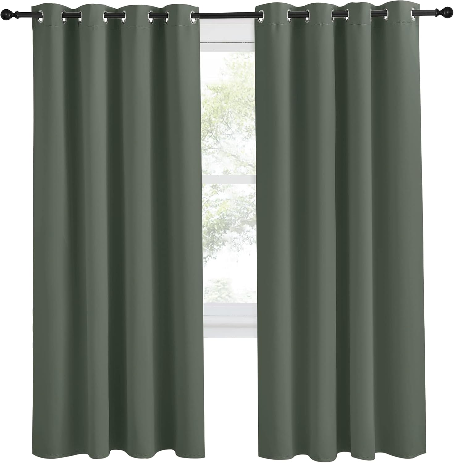 NICETOWN Blackout Curtain for Living Room 78 inch Long, 1 Panel, Dark Mallard, W55 x L78, Grommet Thermal Insulated Room Darkening Sound…