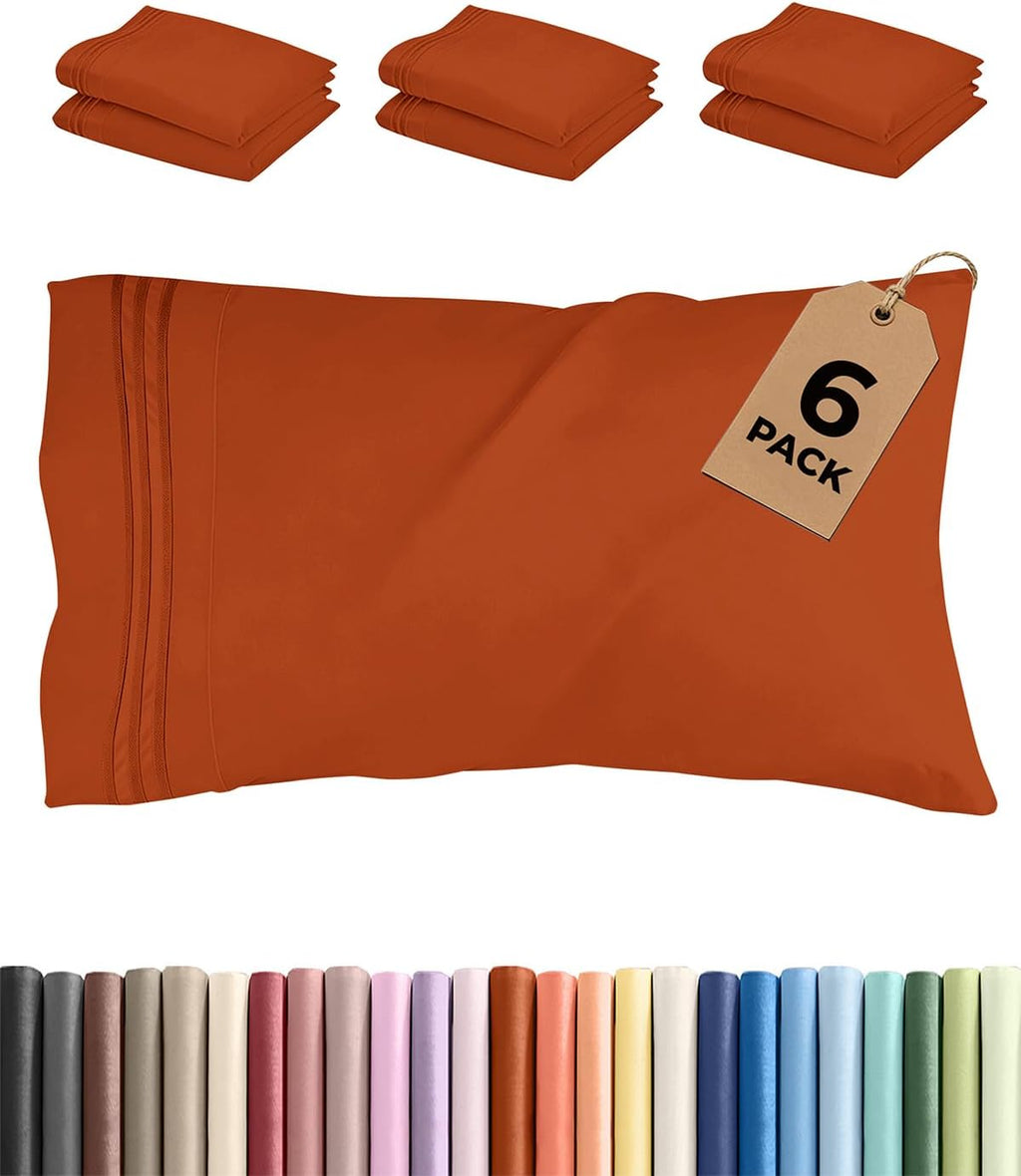 Standard Pillow Cases Set of 6 - Ultra Soft Hotel Quality Pillowcase Covers - Comfy & Wrinkle Free - Shrink & Fade Resistant - Machine…