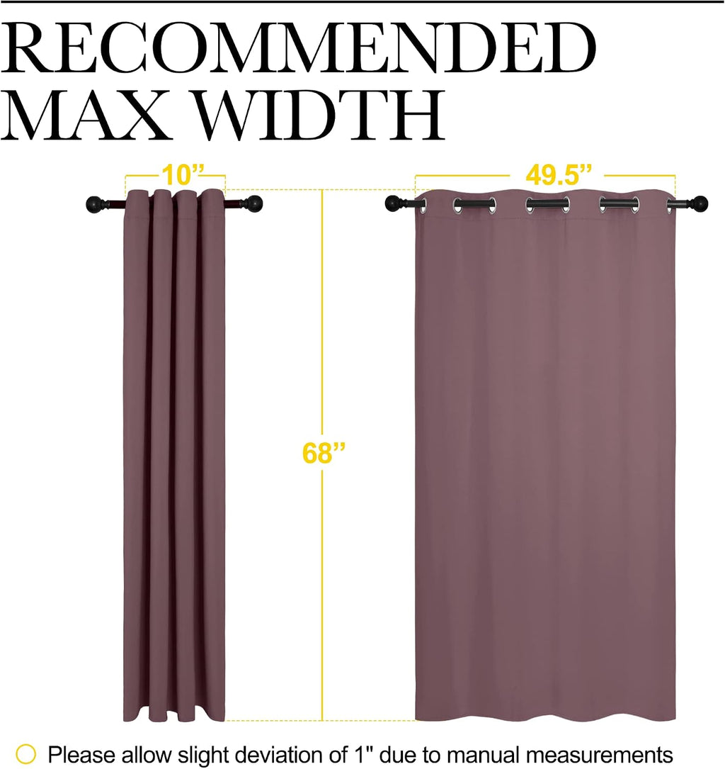 NICETOWN Bedroom Curtain Panels Blackout Draperies, Dry Rose, 1 Pair, 55 by 68-inch, Thermal Insulated Solid Grommet Blackout…