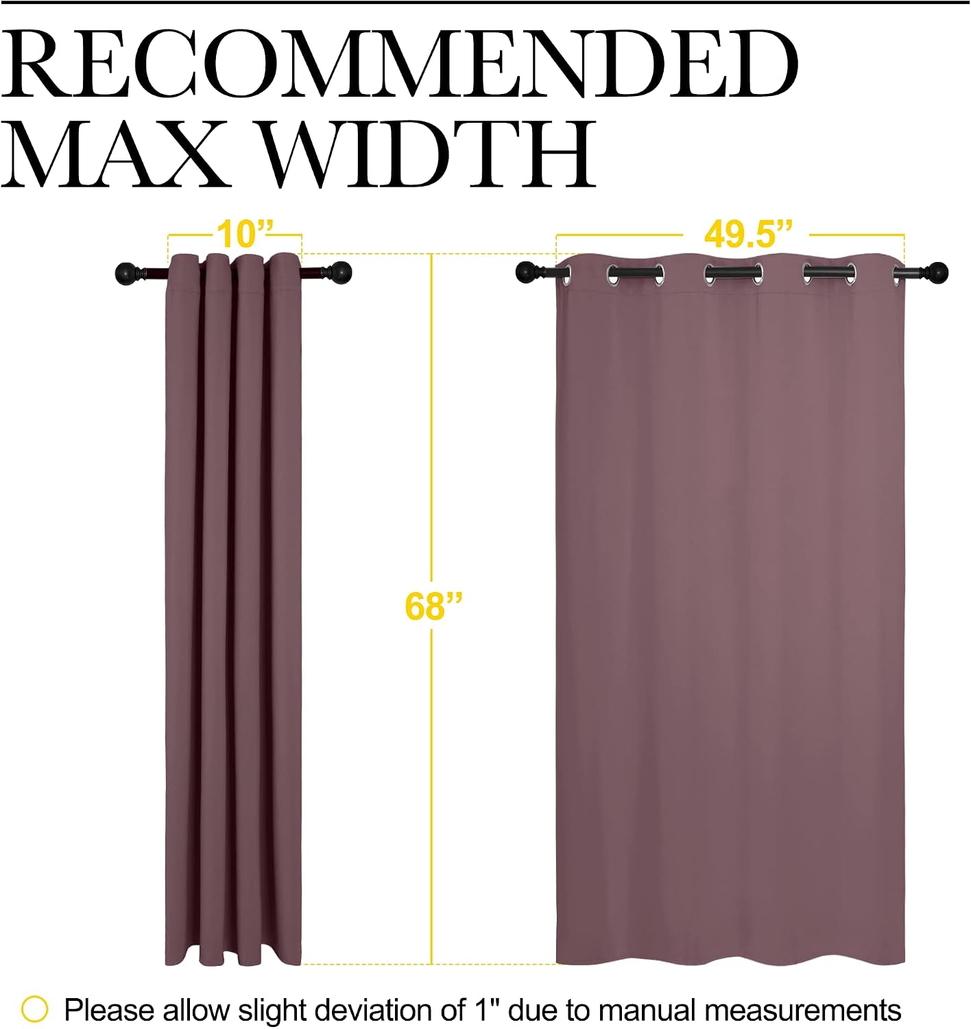 NICETOWN Bedroom Curtain Panels Blackout Draperies, Dry Rose, 1 Pair, 55 by 68-inch, Thermal Insulated Solid Grommet Blackout…