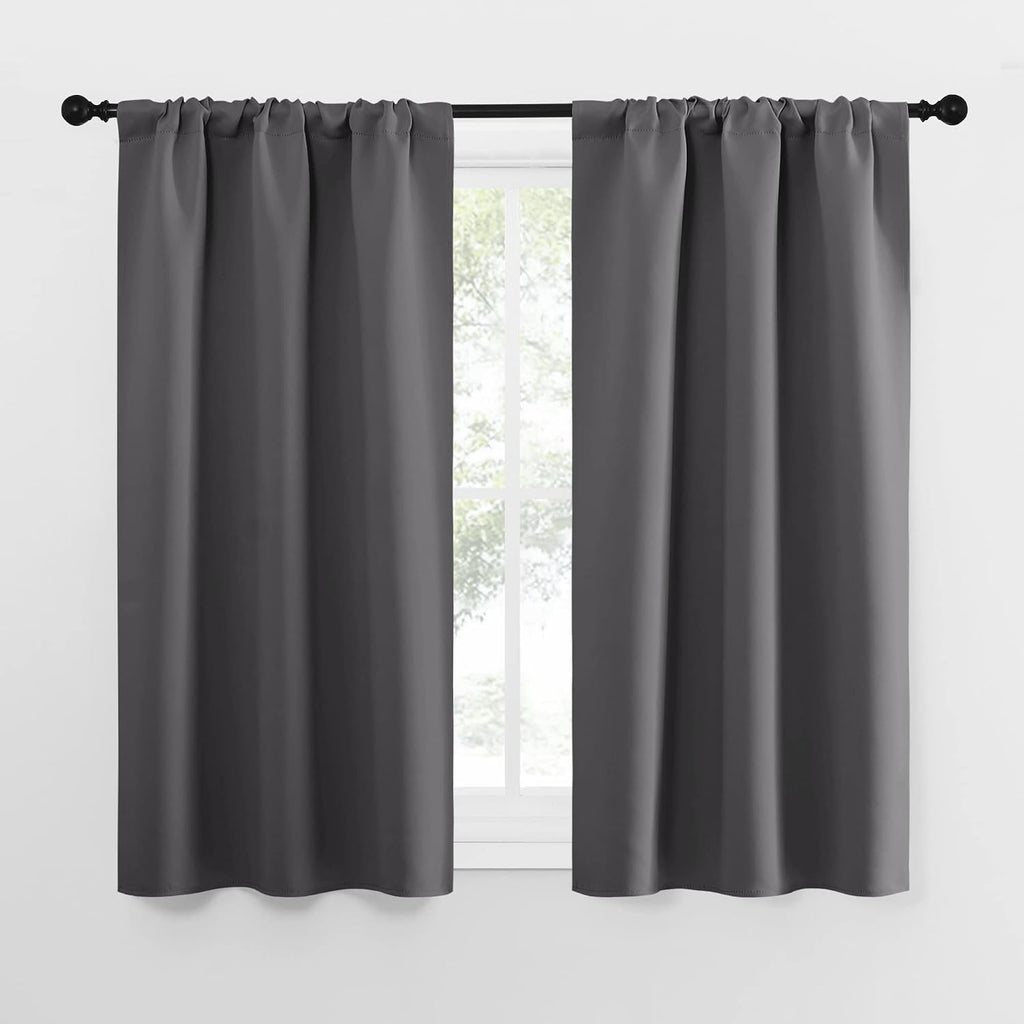NICETOWN Grey Window Curtains for Bedroom - Home Decoration Thermal Insulated Rod Pocket Blackout Blinds & Drapes for Small Windows…