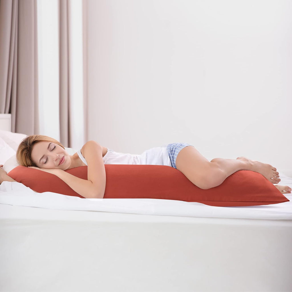 uxcell Soft Microfiber Body Pillow Cover with Zipper Closure, Long Pillow Cases for Body Pillows Weave for 90 GSM Polyester, Orange Body (2…
