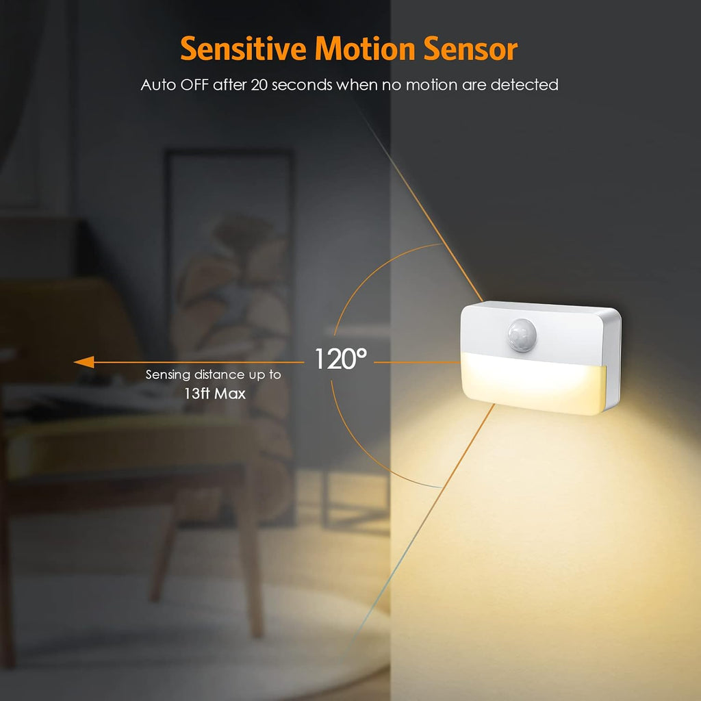 Jxtz 【2 Pack】Motion Sensor Night Light, Stick-On Motion Sensor Lights Indoor, Battery Powered Under Cabinet Kitchen Lights with Adhesive Pa…