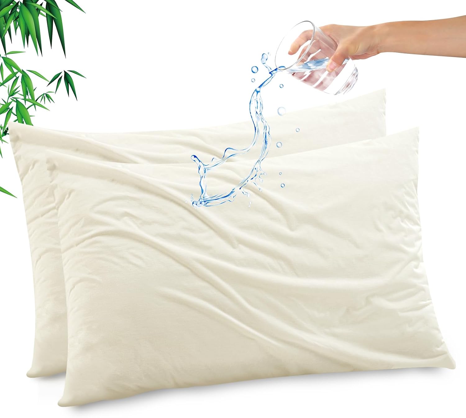 Gogreen Bamboo Rayon Waterproof Pillow Protector, Breathable Pillow Cover, Cooling Pillow Case Protector with Zipper, Super Soft Pillow Cas…