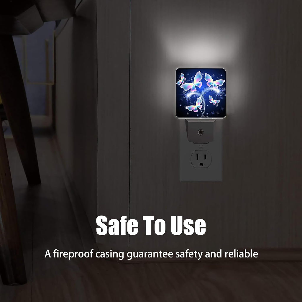 Transparent Butterfly Night Light, Glowing Firework Night Lights Plug into Wall Decor for Bedroom, Bathroom, Hallway, Kitchen, Dusk to…
