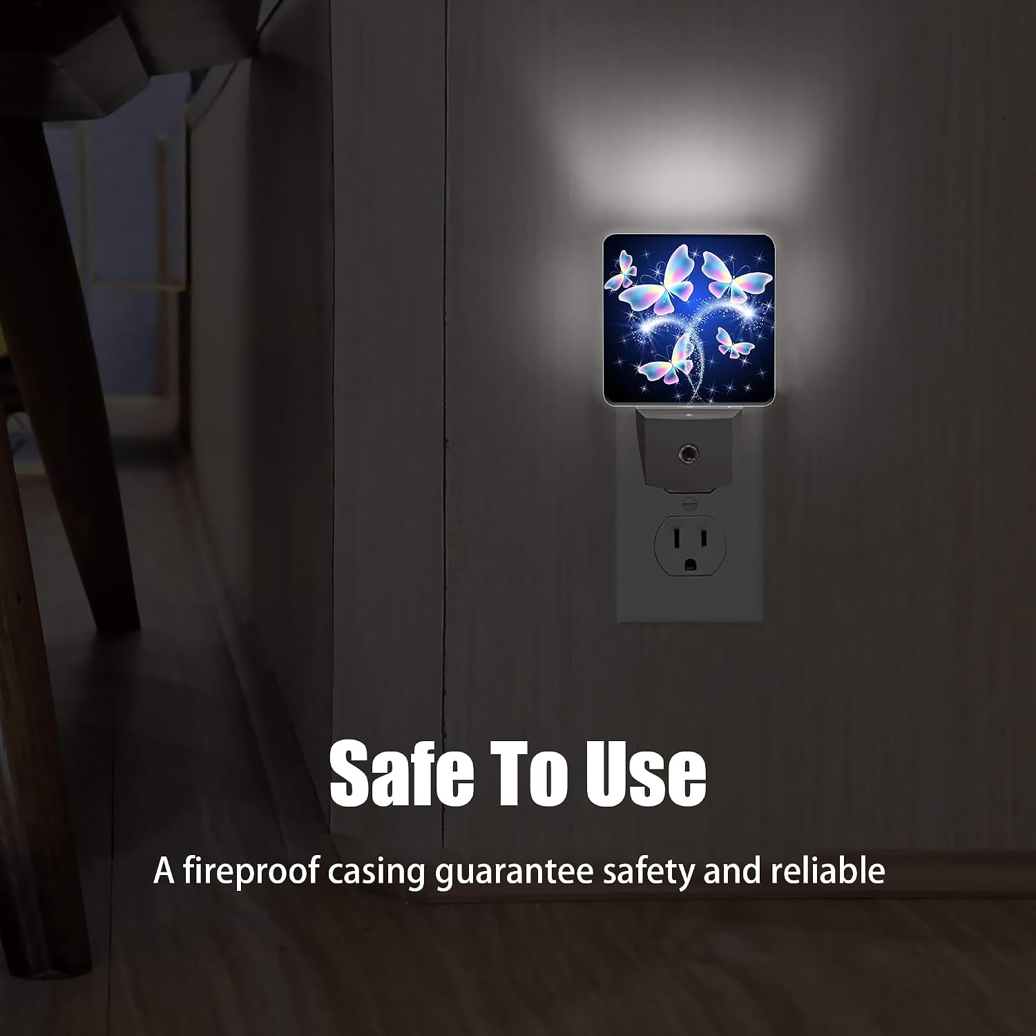 Transparent Butterfly Night Light, Glowing Firework Night Lights Plug into Wall Decor for Bedroom, Bathroom, Hallway, Kitchen, Dusk to…