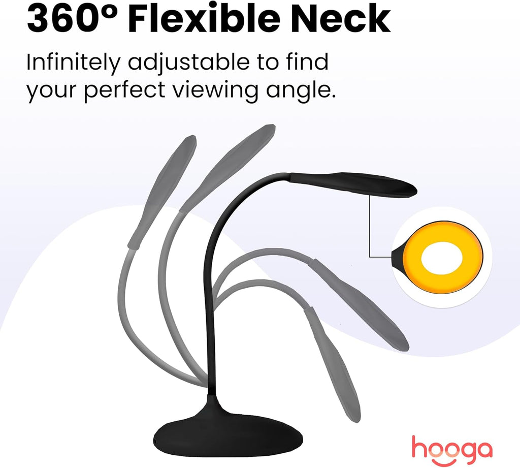hooga Desk Lamp, Blue Light Blocking, 3 Modes: Amber 1600K, Red, Full-Spectrum 4000K, Dimmable, Rechargeable, Eye Strain Relief…