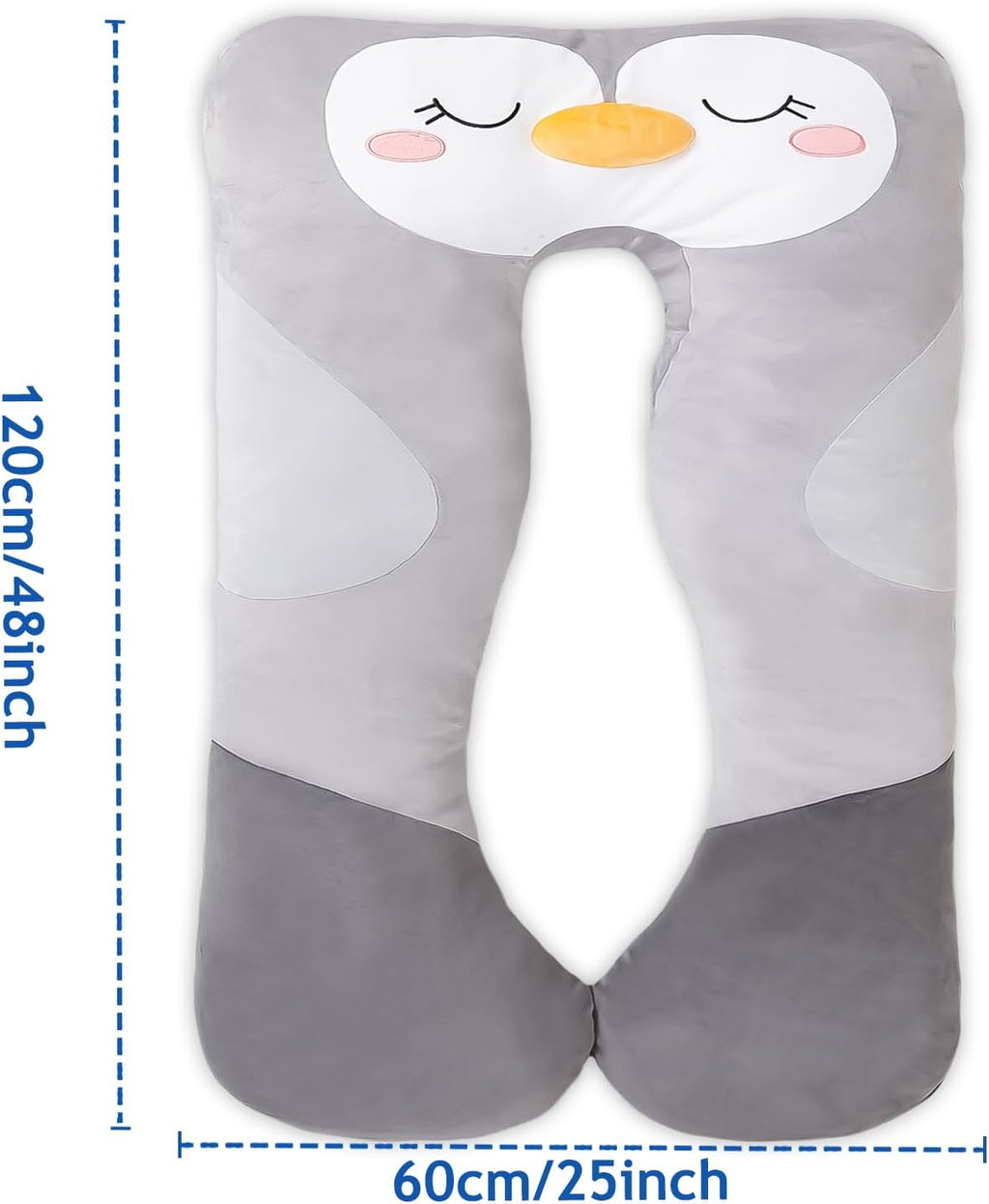 47x23 inch U Shaped Long Plush Body Pillows for Kids, Stuffed Animal Penguin Soft Large Pillow for Sleeping, Big Cute Plushies, Washable…