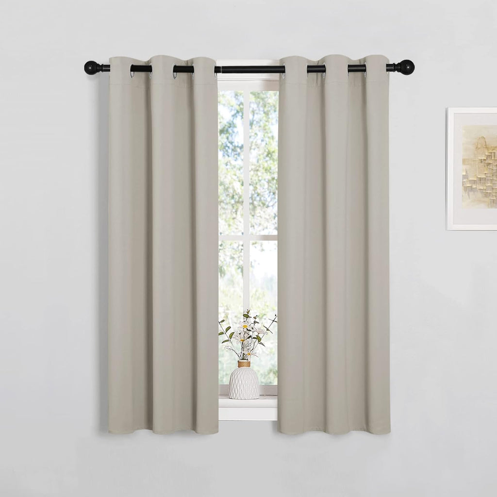 NICETOWN Room Darkening Curtain Panels for Living Room, Thermal Insulated Grommet Room Darkening Draperies/Drapes for Window (Natural, 2…