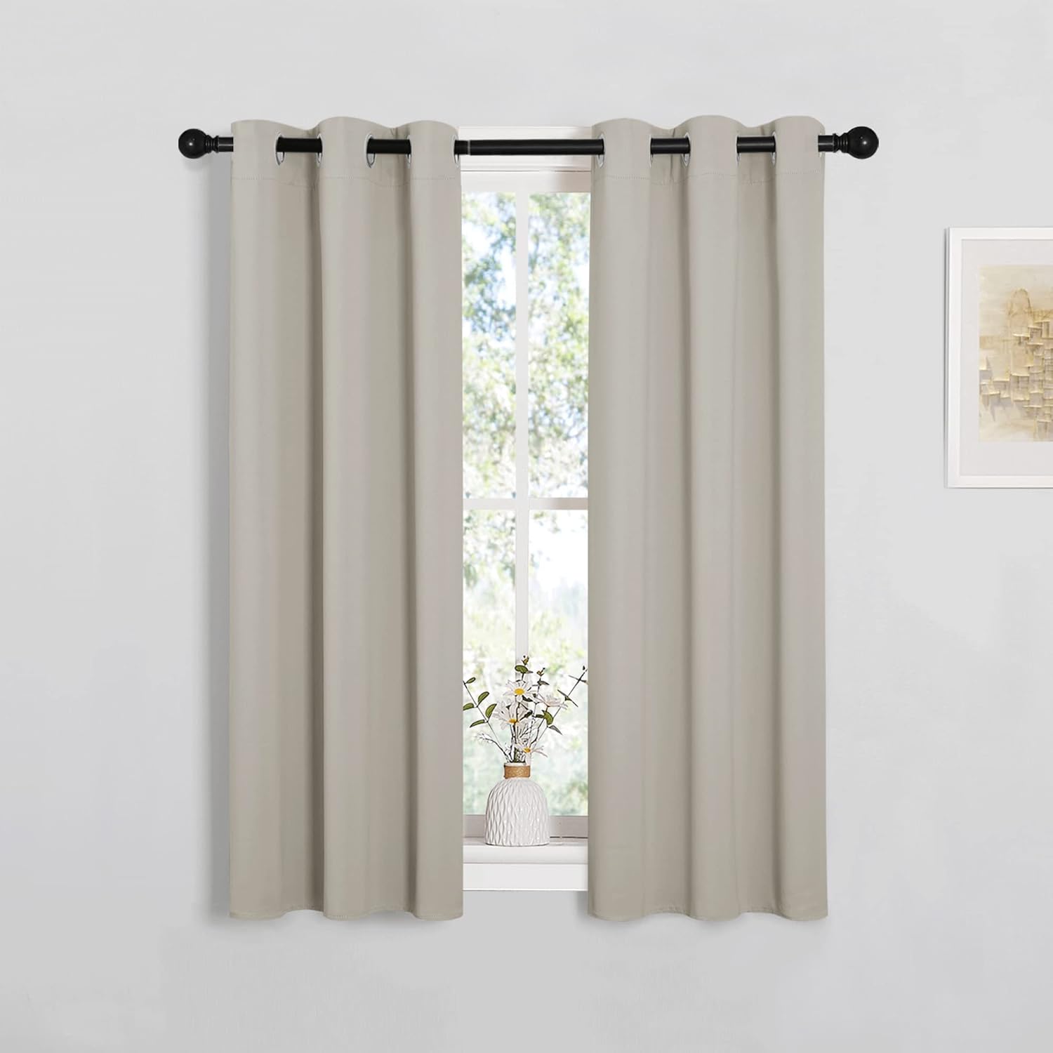 NICETOWN Room Darkening Curtain Panels for Living Room, Thermal Insulated Grommet Room Darkening Draperies/Drapes for Window (Natural, 2…