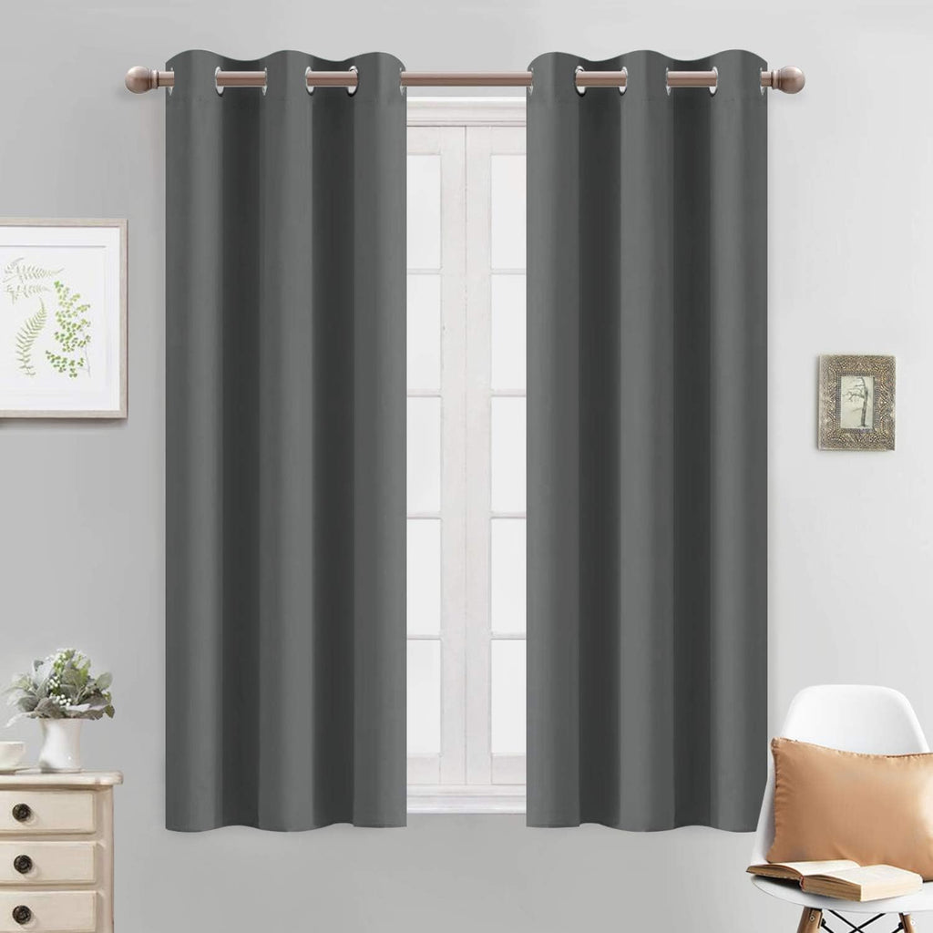 Yakamok Room Darkening Drapes Blackout Curtains Thermal Insulated Grommet Curtain Panels for Bedroom, 38W x 54L, Dark Grey, One Pair