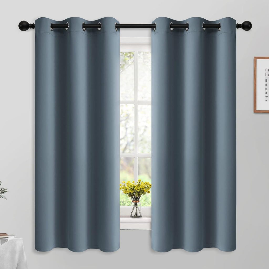 Yakamok 63 Inch Length Blackout Curtains for Bedroom, Room Darkening Thermal Insulated Solid Grommet Panels for Living Room(42Wx63L…