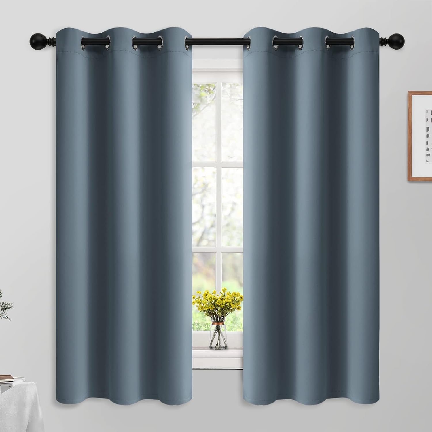 Yakamok 63 Inch Length Blackout Curtains for Bedroom, Room Darkening Thermal Insulated Solid Grommet Panels for Living Room(42Wx63L…