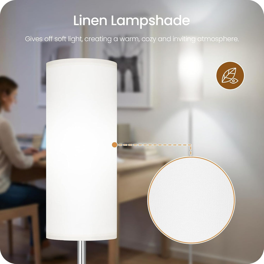 Dimmable Floor Lamps for Living Room with Remote and Foot Switch, 64.4” Modern Standing Tall Lamp, Corner Lamp for Bedroom, Office, Bulb…