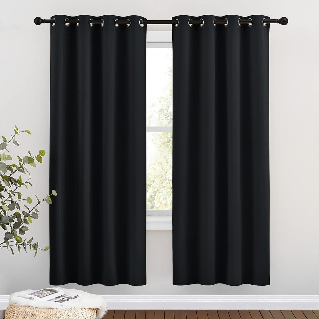 Nicetown Blackout Curtain Panels 72 inches Length - Light Reducing Thermal Insulated Solid Grommet Room Darkening for Bedroom/Night Shift (…