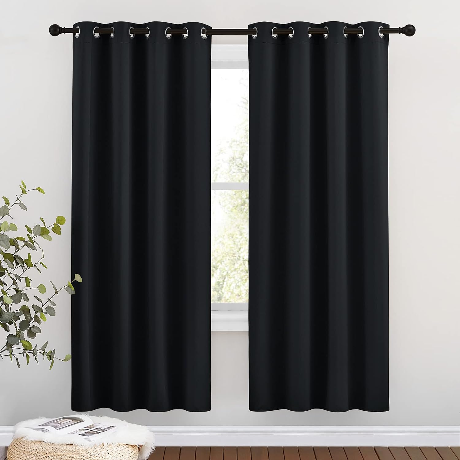 Nicetown Blackout Curtain Panels 72 inches Length - Light Reducing Thermal Insulated Solid Grommet Room Darkening for Bedroom/Night Shift (…