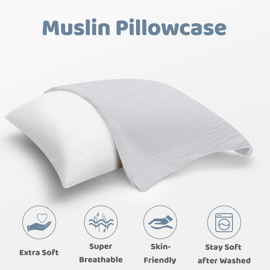 ProGoleem Pro Goleem Toddler Pillow with 100% Muslin Cotton Pillowcase – 13x18 Ultra Soft, Breathable & Machine Washable Kids Pillow for Sl…