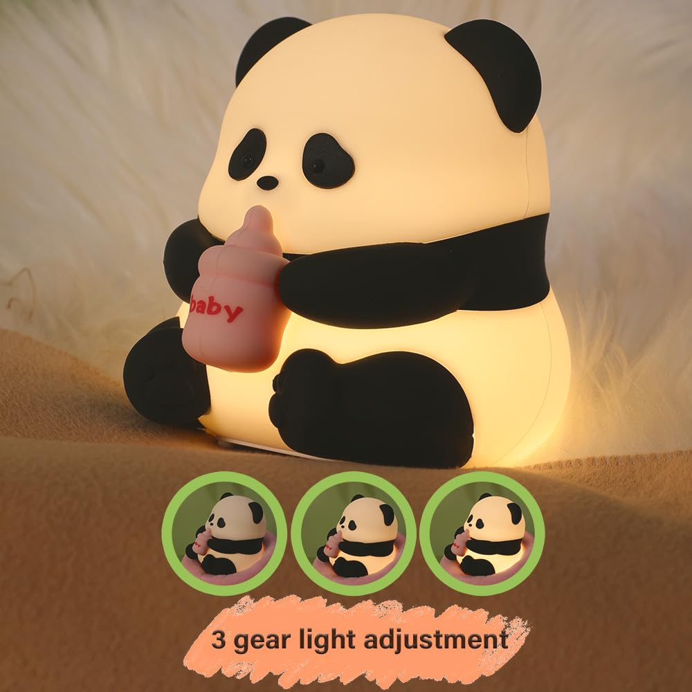 Led Cute Panda Night Light with 7 Colors, Dimmable Timer Nursery Lamps, Rechargeable Touch Control Night Lamp for Kids Adults, Used for…