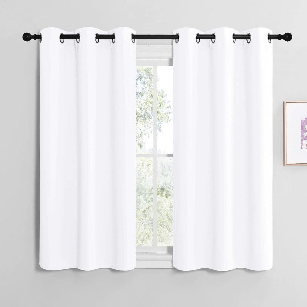 NICETOWN White Lightweight Fabric Curtain Panels, 48 inch Length, Non-Blackout Window Drapes for Bedroom & Dining Room (Set of 2, 42" W x…