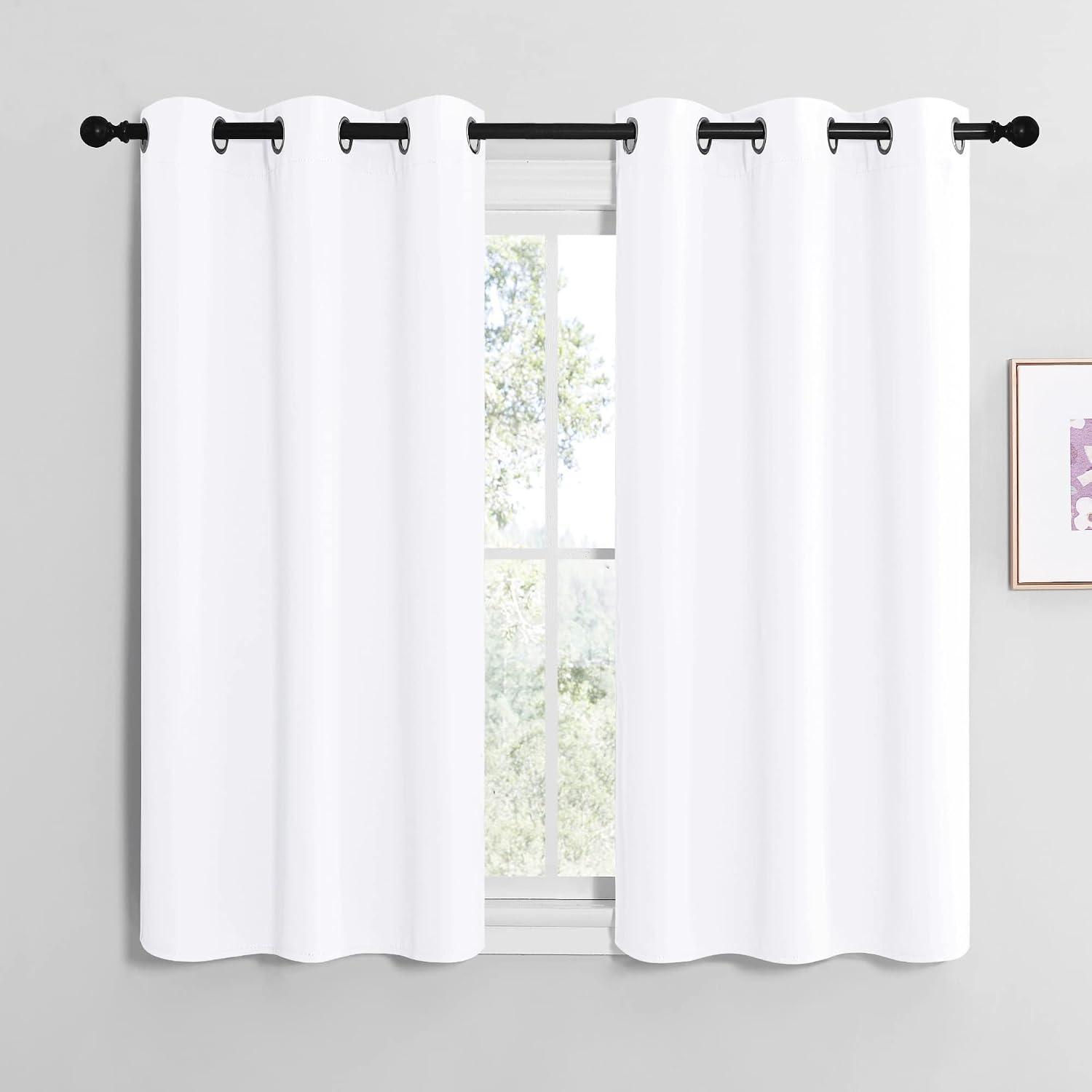 NICETOWN White Lightweight Fabric Curtain Panels, 48 inch Length, Non-Blackout Window Drapes for Bedroom & Dining Room (Set of 2, 42" W x…