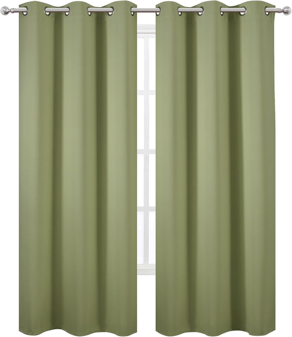 Lemomo Sage Green Thermal Blackout Curtains/38 x 84 Inch/Set of 2 Panels Room Darkening Curtains for Bedroom 84 Inch Green