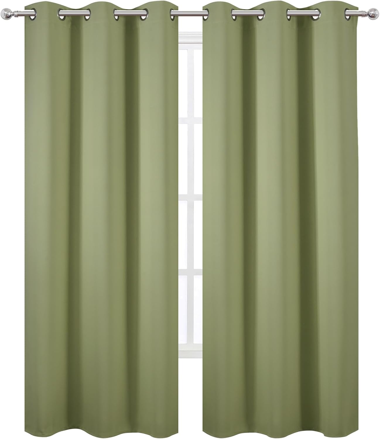 Lemomo Sage Green Thermal Blackout Curtains/42 x 84 Inch/Set of 2 Panels Room Darkening Curtains for Bedroom 84 Inch Green