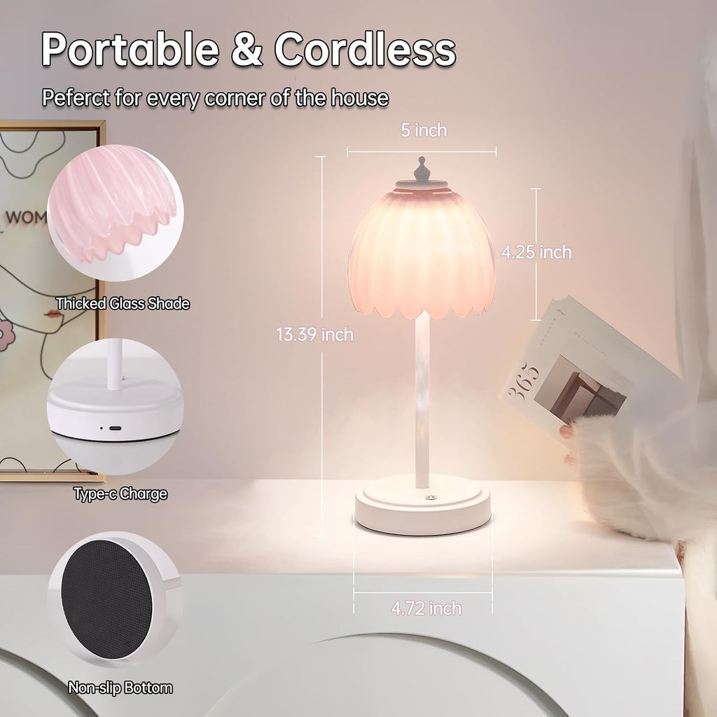 Shenmoyl Rechargeable Table Lamp with 5200mAh Battery & Touch Control - 3 Adjustable Color Temperatures, Cordless Dimmable Table Light…