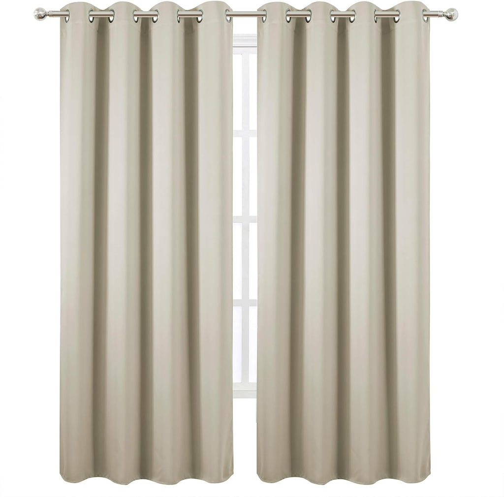 Lemomo Blackout Curtains 52 x 90 Inch Long Light Beige Curtains Set of 2 Panels Room Darkening Curtains for Bedroom and Living Room 90 Inch…