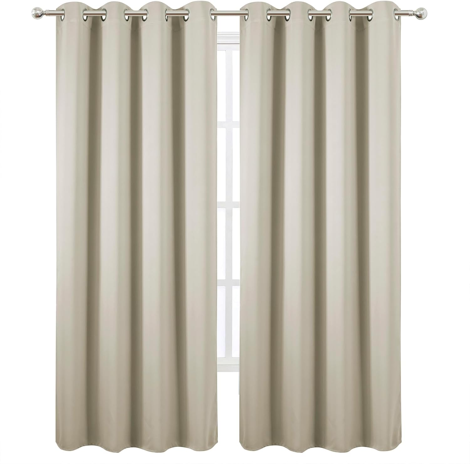 Lemomo Blackout Curtains 52 x 90 Inch Long Light Beige Curtains Set of 2 Panels Room Darkening Curtains for Bedroom and Living Room 90 Inch…
