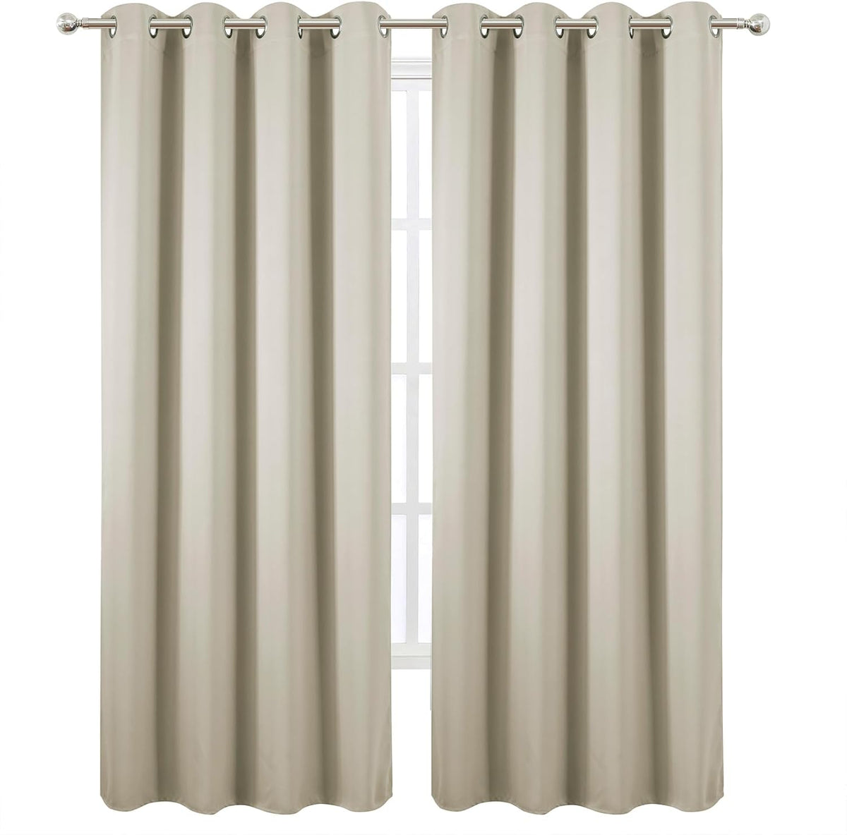 Lemomo Blackout Curtains 52 x 120 Inch Long Light Beige Curtains Set of 2 Panels Room Darkening Curtains for Bedroom and Living Room 120 In…