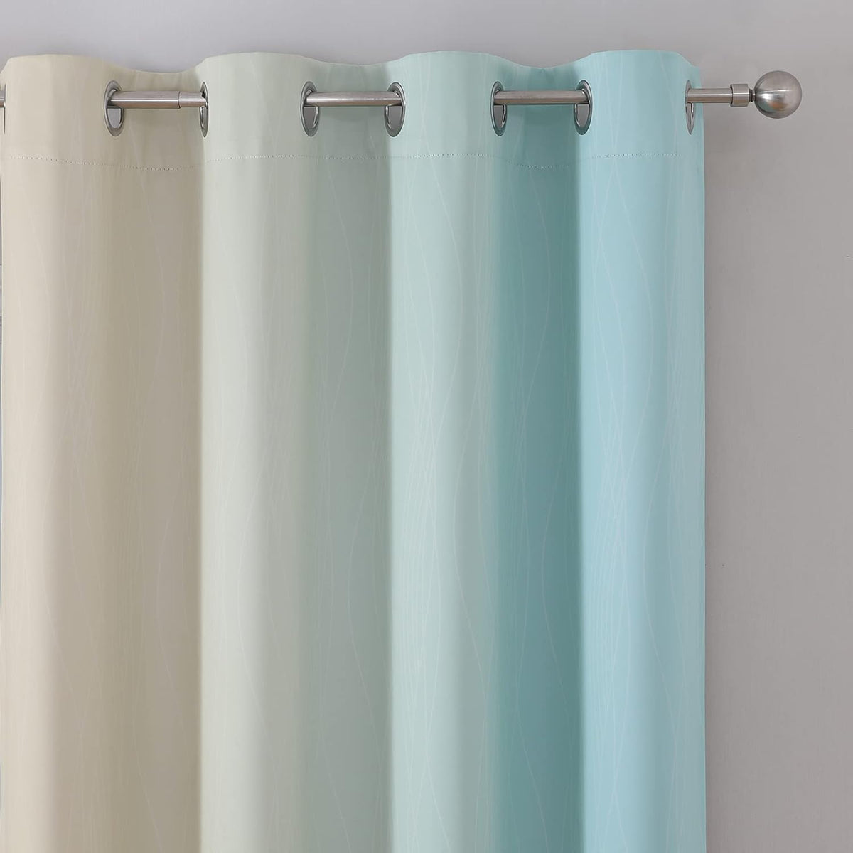 Estelartextiler Estelar Textiler Aqua and Beige Gradient Blackout Curtains for Boys Room, Ombre Thermal Insulated Noise Reducing Blackout D…