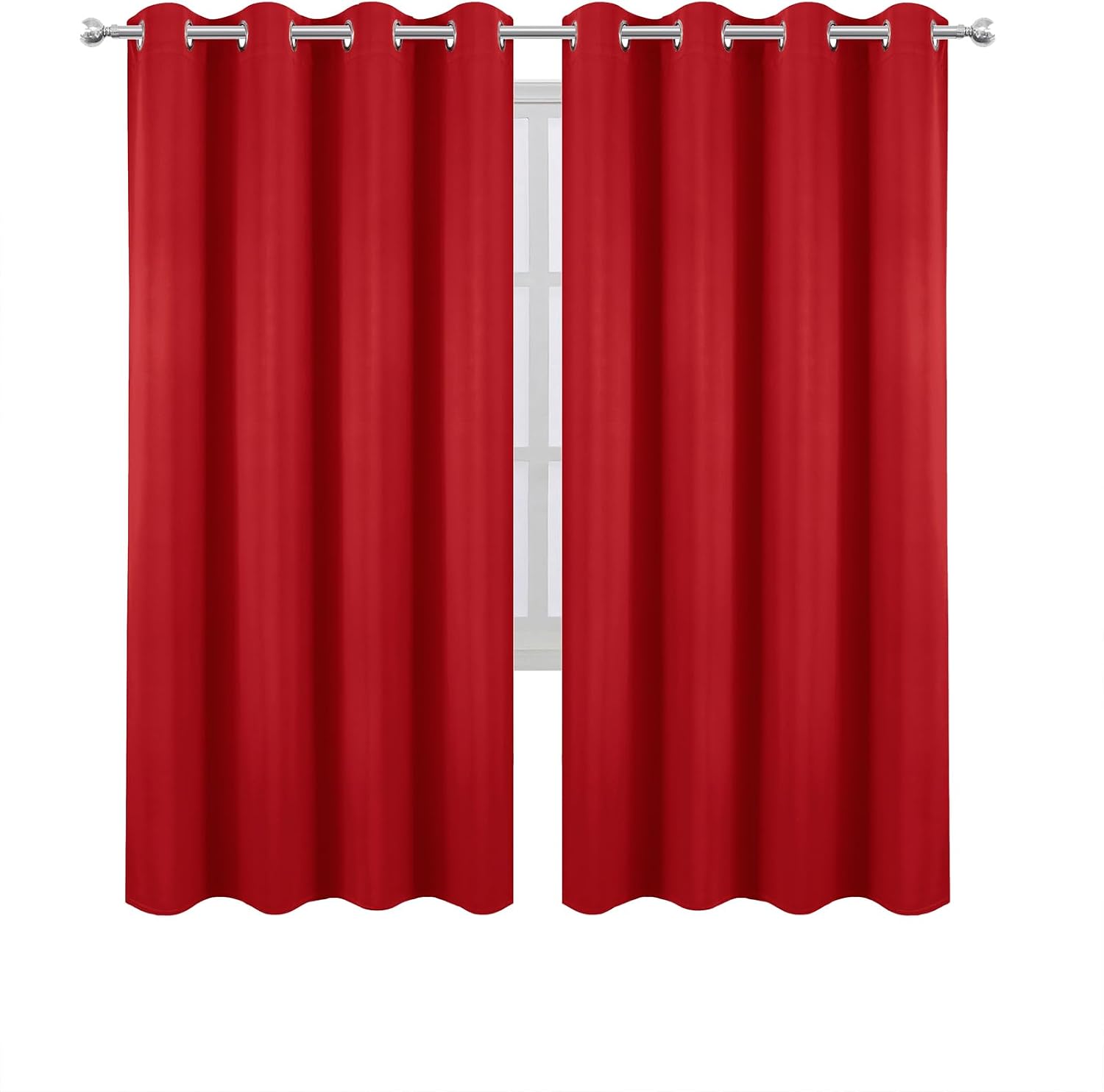 Lemomo Blackout Curtains 66 x 72 Inch Long Bright Red Curtains Set of 2 Panels Room Darkening Curtains for Bedroom and Living Room 72 Inch…