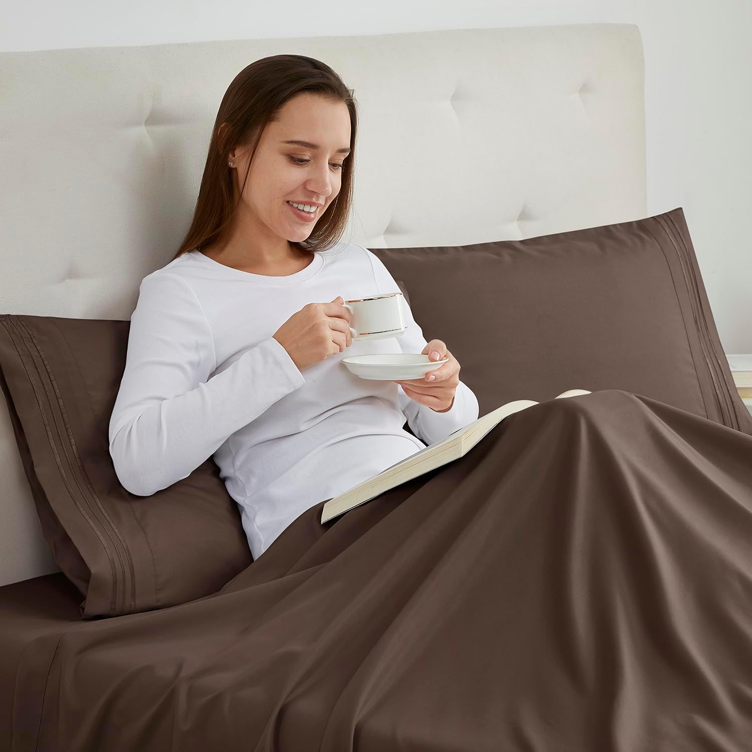 Nestl Brown King Pillow Cases 20x40 Inches, Soft Microfiber, Envelope Closure, King Size Set of 2 cotton
