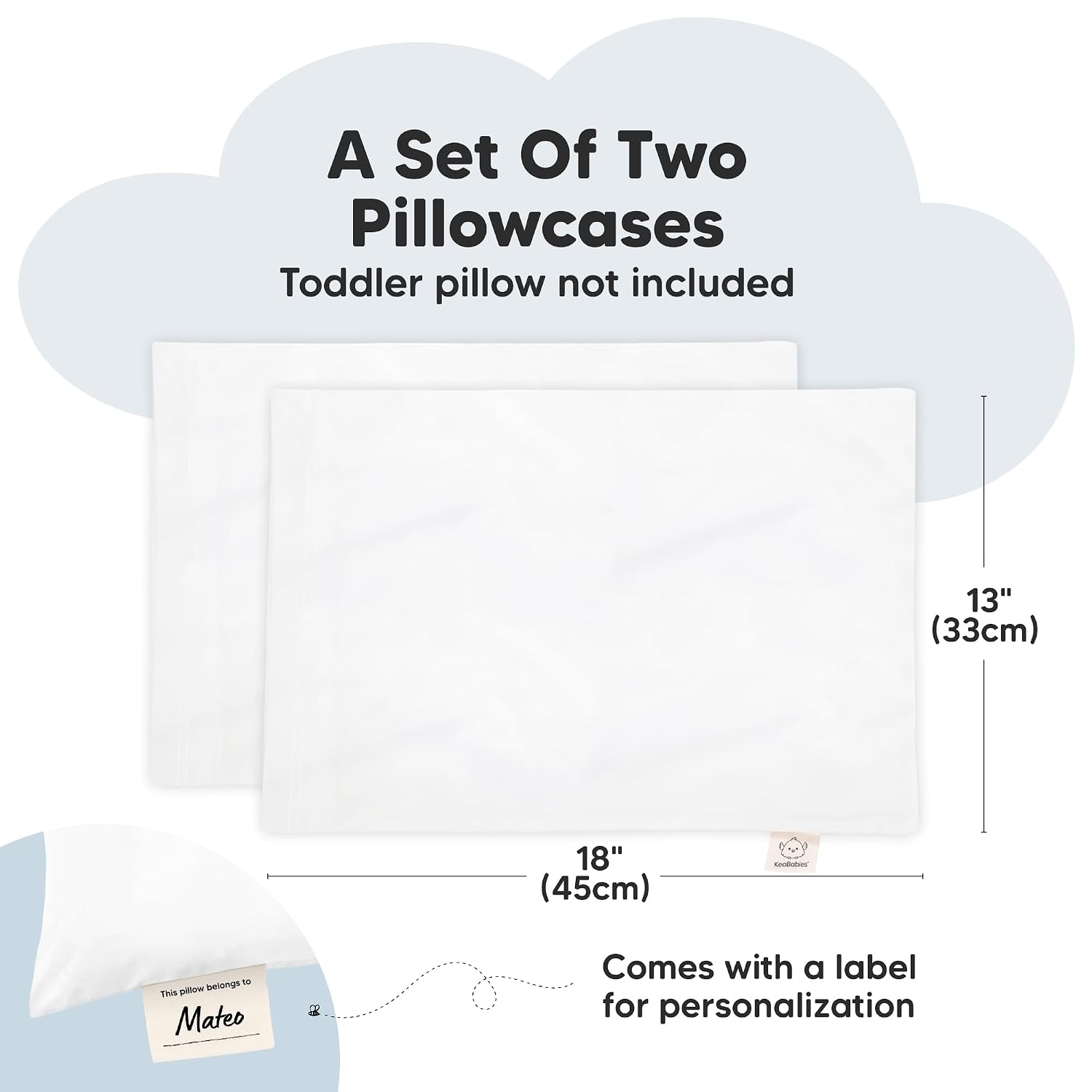 KeaBabies Toddler Pillowcase 13x18 – 2-Pack Organic Cotton Toddler Pillowcase for Kids, Boys, Girls, Soft & Durable Cotton Cover for Miniat…