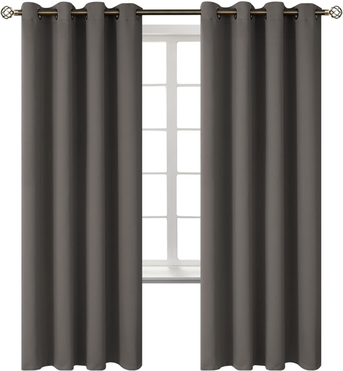 BGment Blackout Curtains for Bedroom - Grommet Thermal Insulated Room Darkening Curtains for Living Room, Set of 2 Panels (52 x 72 Inch, Gr…