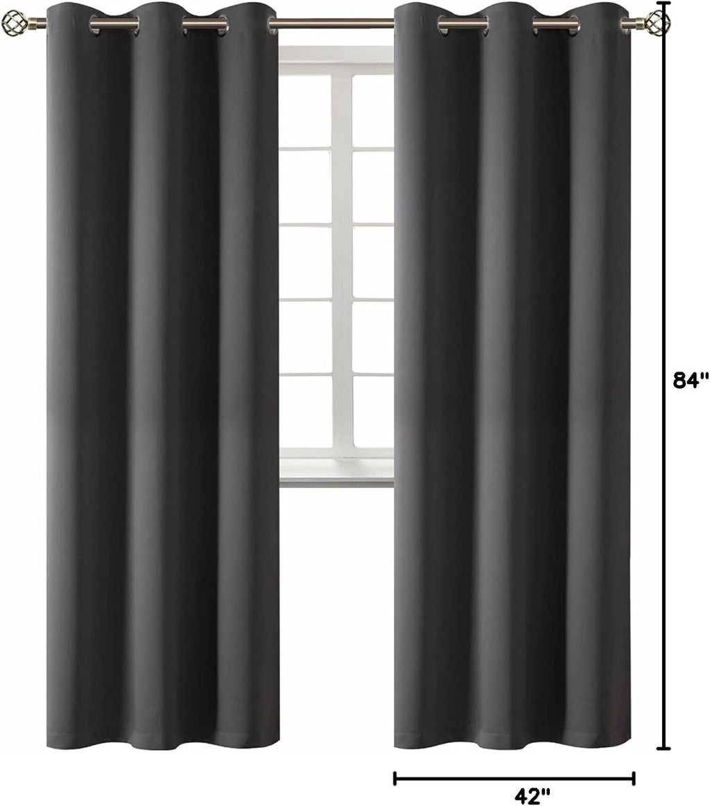 BGment Blackout Curtains - Grommet Thermal Insulated Room Darkening Bedroom and Living Room Curtain, Set of 2 Panels (42 x 84 Inch, Dark Gr…