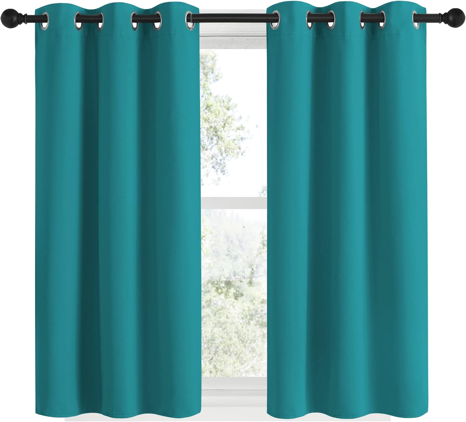 NICETOWN ROM Darkening Curtains 48 inch Length 2 Panels, Thermal Insulated Grommet Blackout Curtains for Modern Casual Elegant Bedroom…